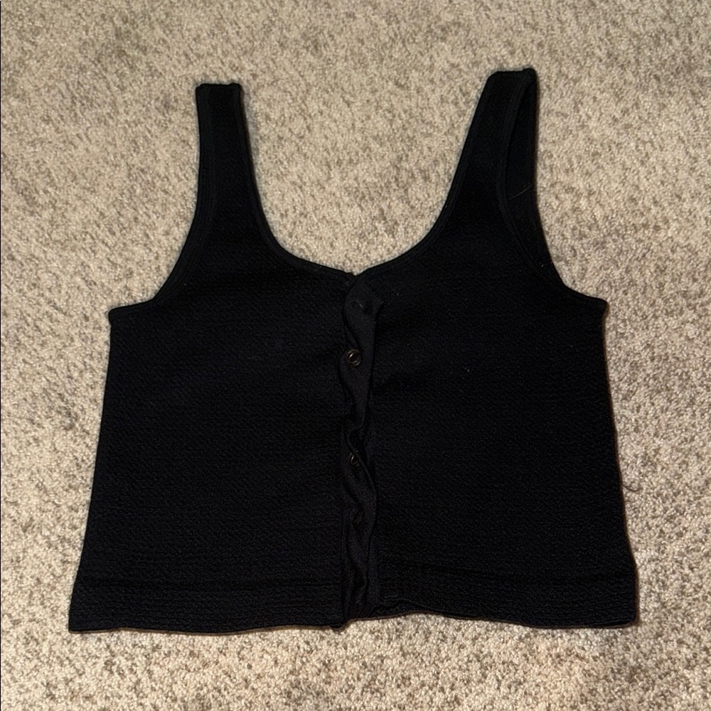 Black Buttoned Tank Top